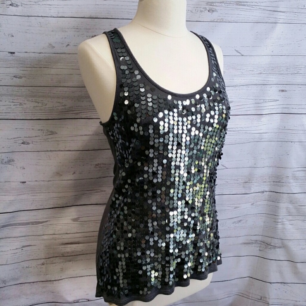 Kirra Metallic Sparkle Sequin Tank Top